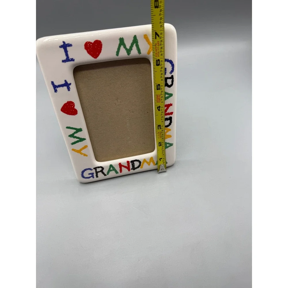 I Love My Grandma Ceramic Picture Frame White Multi Color Crayon Style 4x6 photo